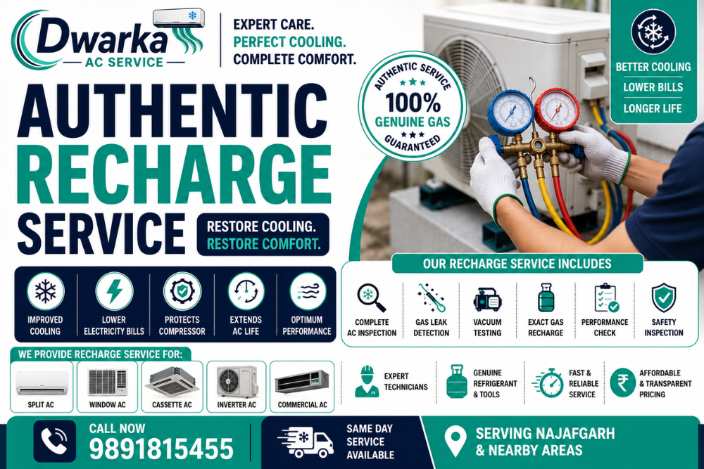 Authentic Recharge Service : AC Gas Recharge for Long-Lasting Cooling